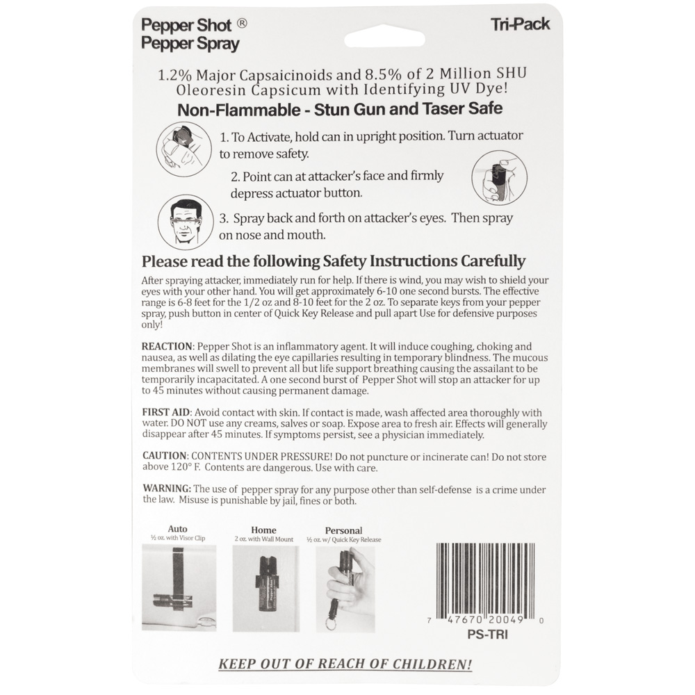 Pepper Shot 1.2% MC Tri-pack pepper spray view 2